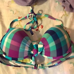 Plaid push-up bikini top